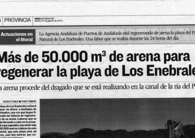 Más de 50000 m3 de arena para regenerar la playa de Los Enebrales