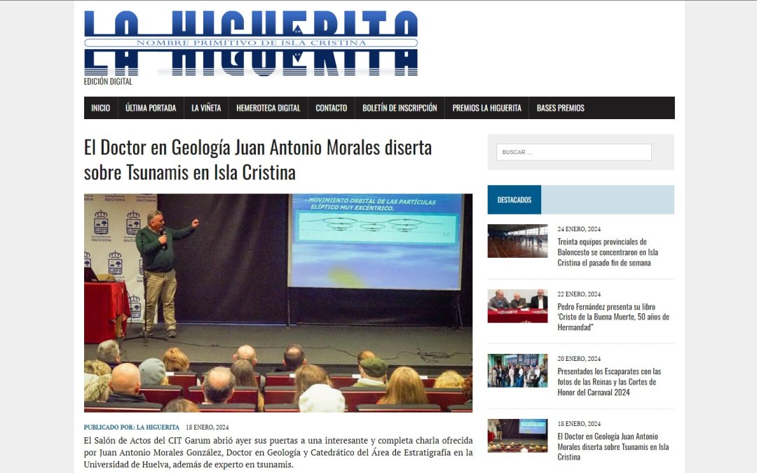 El Doctor en Geología Juan Antonio Morales diserta sobre Tsunamis en Isla Cristina